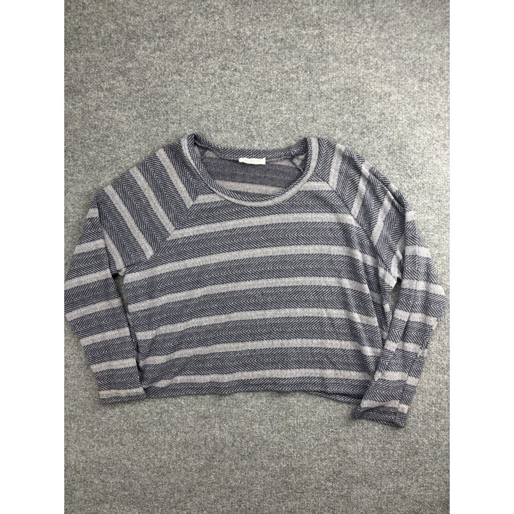 Bucketlist Sweater Womens Medium Blue Striped Cropped Long Sleeve Knit
